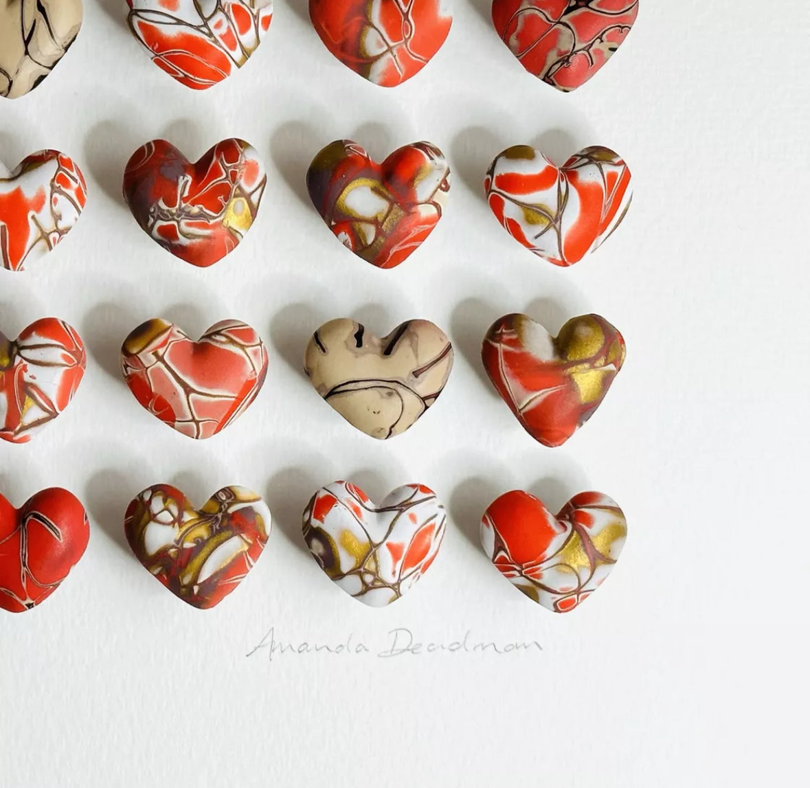 LOVE - RED GOLD WHITE & BEIGE MOKUME GANE