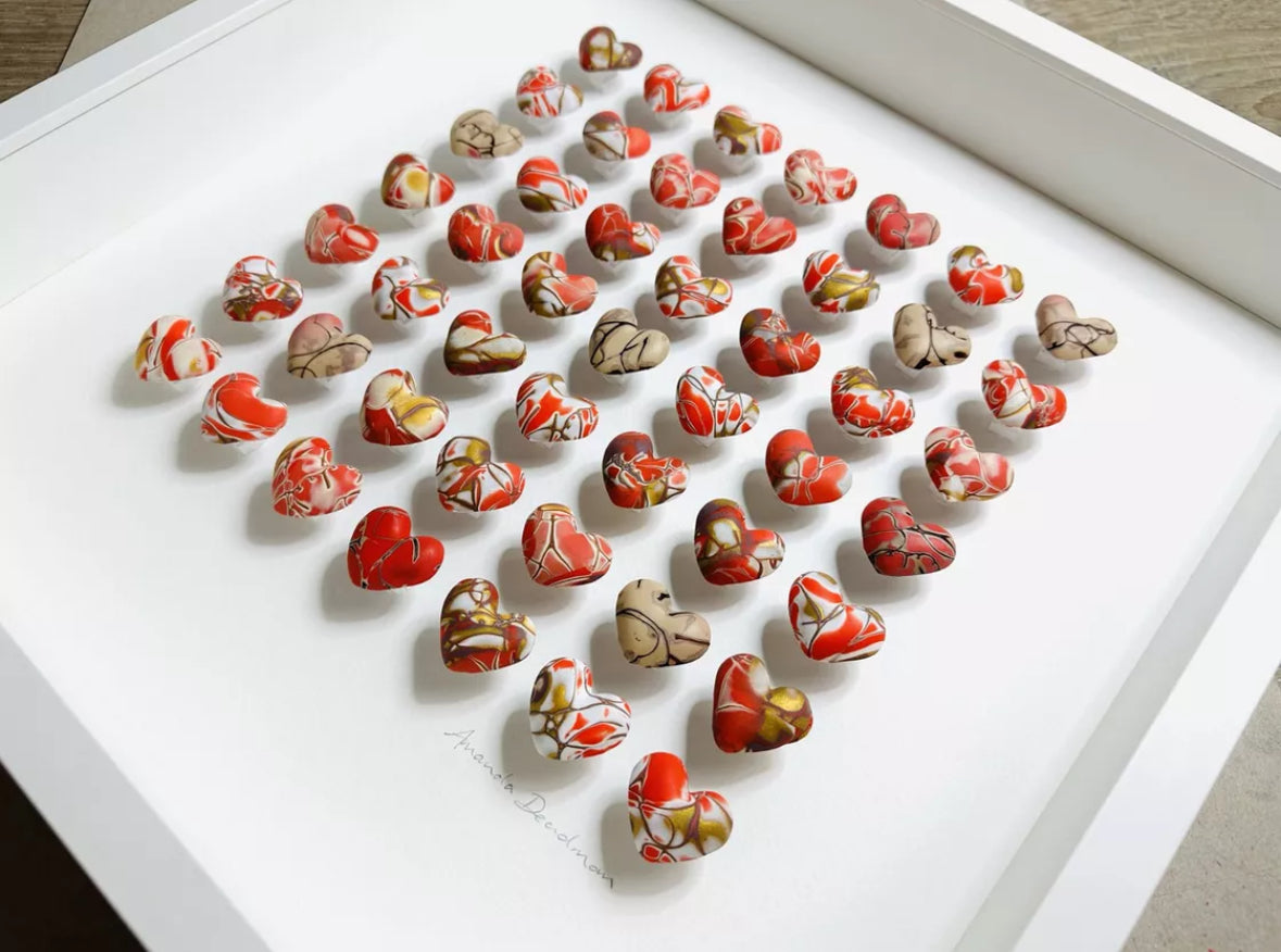 LOVE - RED GOLD WHITE & BEIGE MOKUME GANE